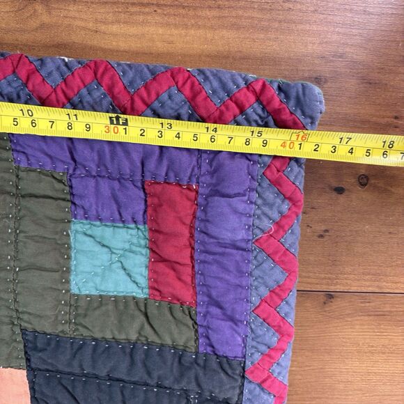 VTG Judi Boisson Cotton Log Cabin Patchwork Quilted Throw Pillow 90s 16x16" - Picture 7 of 8